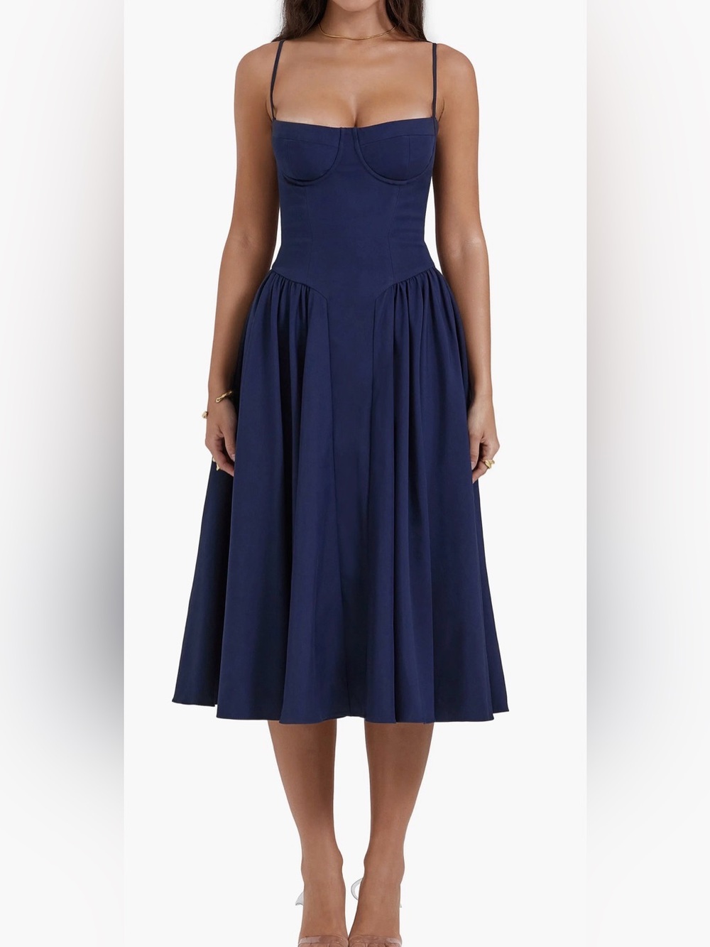 HOUSE OF CB 'Samaria' French Navy Corset Sundress NWOT